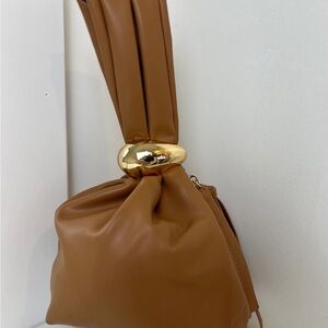 Elegant Tan Women's Bag with Gold Accent